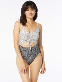 Coco Reef Sassy Bra Sized Underwire One Piece Swimsuit - Island Cheetah - 006 CAST-BLACK