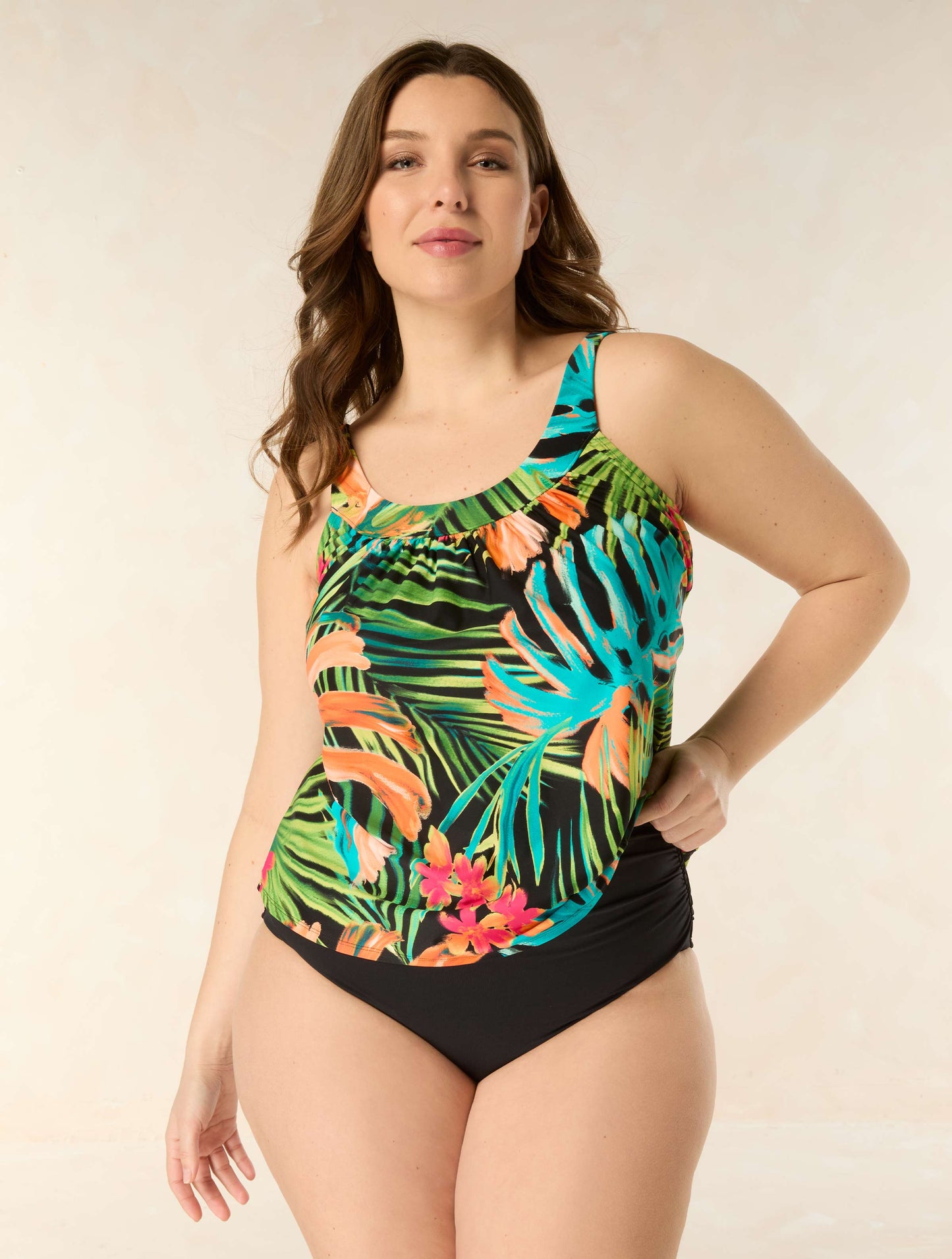Coco Reef Ultra Fit Bra Sized Underwire Tankini Top - Island Grove - 004 Black Multi