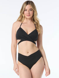 Coco Reef Excite Bra Sized Wrap Underwire Bikini Top - Solids - 006 CAST-BLACK