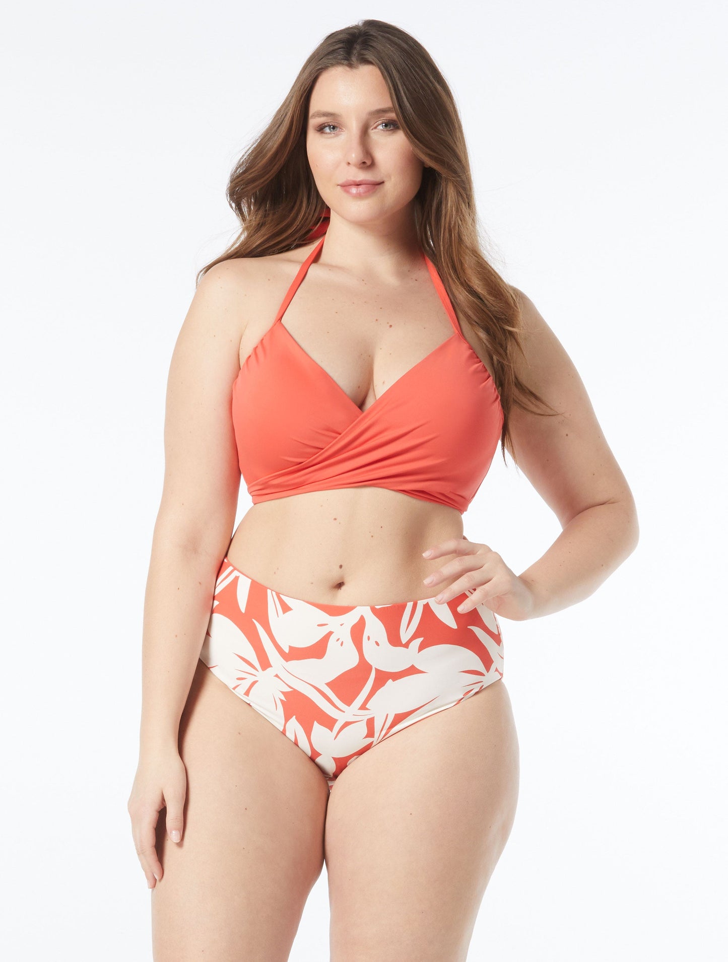 Coco Reef Excite Bra Sized Wrap Underwire Bikini Top - Solids - 847 Tangelo