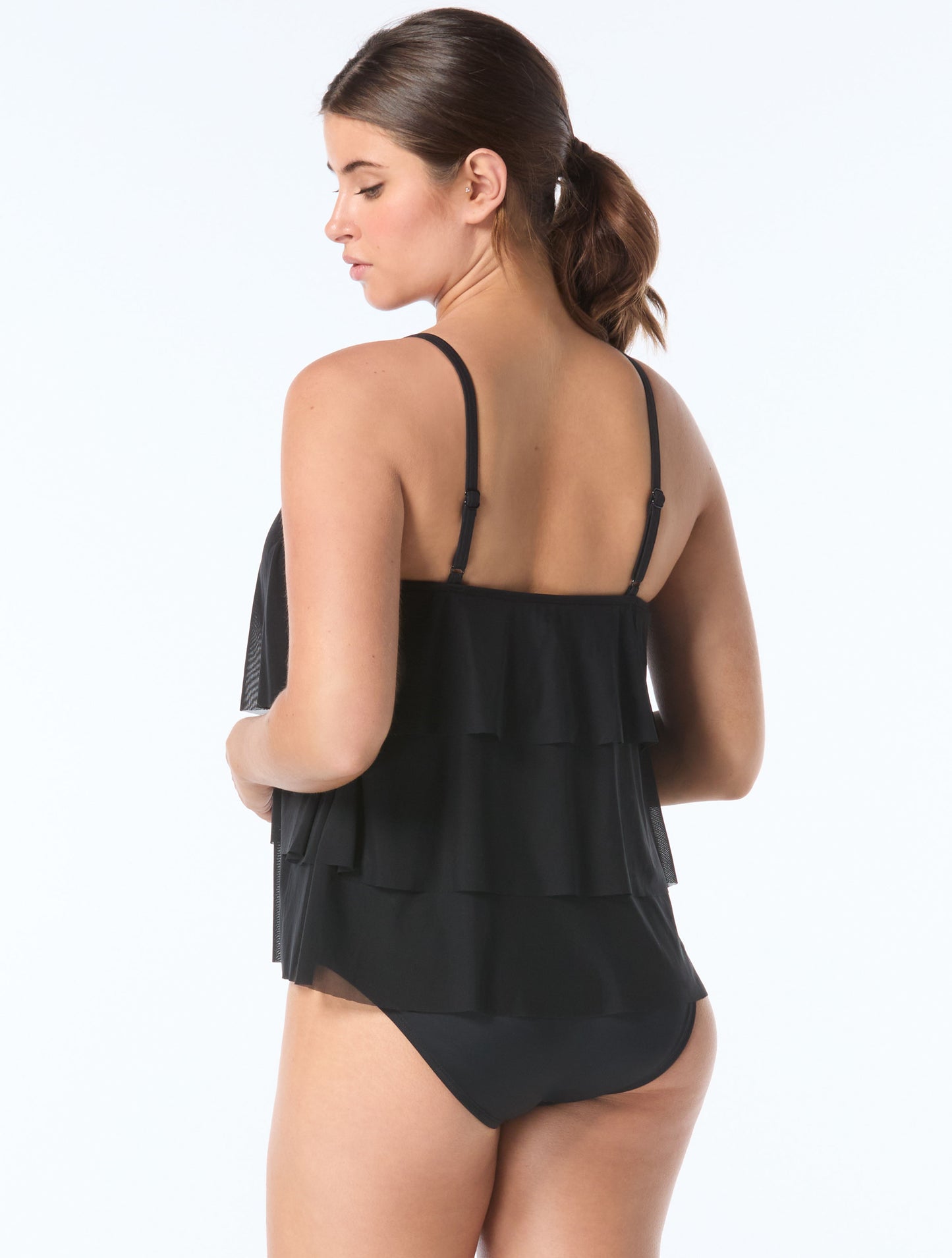 Coco Reef Lotus Ruffle Bra Sized Underwire Tankini Top - Classic Solids