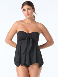 Coco Reef Goddess Bra Sized Underwire Bandeau Tankini Top - Classic Solids - 006 CAST-BLACK