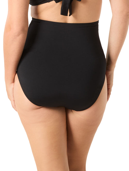 Coco Reef Serenity High Waist Tummy Control Bikini Bottom - Classic Solids - 006 CAST-BLACK