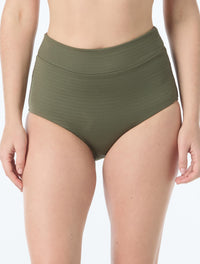 Coco Reef Delight High Waist Bikini Bottom - Raffia Texture - 330 Palm