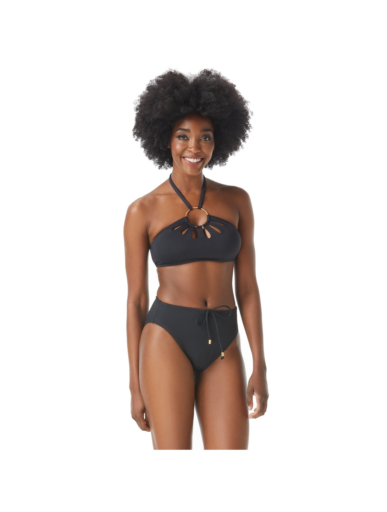 Vince Camuto Logo Ring Cut Out Halter Bikini Top - Solids