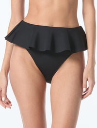 Vince Camuto High Leg Skirted Bikini Bottom - Scuba - 001 BLACK