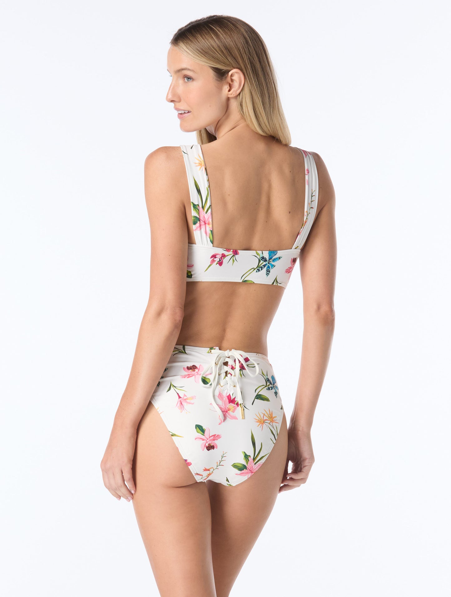 Vince Camuto Lace Up Back High Waist Bikini Bottom - Drifting Meadow
