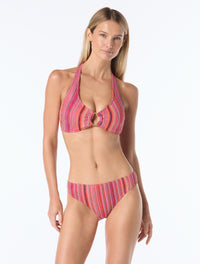 Vince Camuto Ring Bikini Top - Stripe Crochet - 630 PINK MULTI