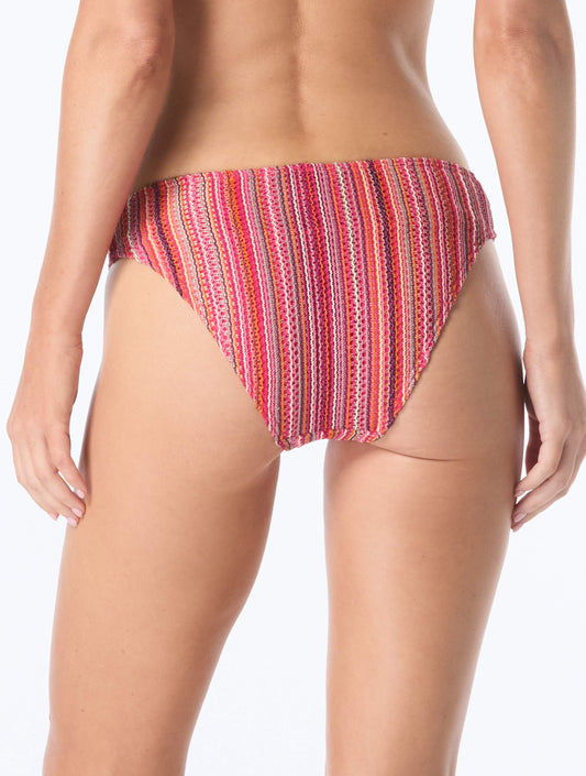 Vince Camuto High Cut Bikini Bottom - Stripe Crochet - 630 PINK MULTI