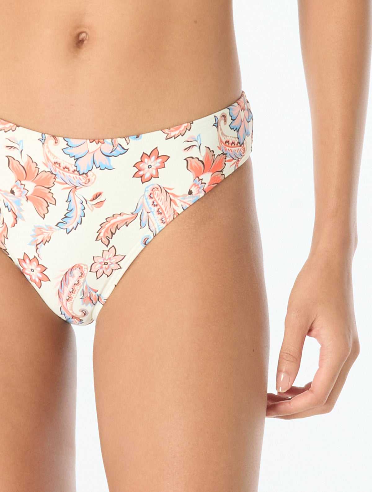 Vince Camuto High Cut Bikini Bottom - Bohemian Glamour Mini - 110 Ivory