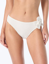 Vince Camuto High Cut Bikini Bottom - Floral Crochet - 110 Ivory