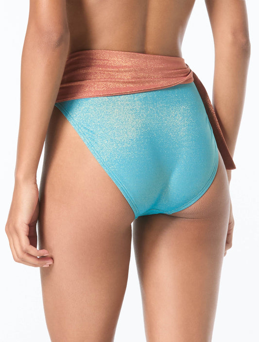 Vince Camuto High Waisted Side Tie Bikini Bottom - Sparkle Texture - 393 Zenith