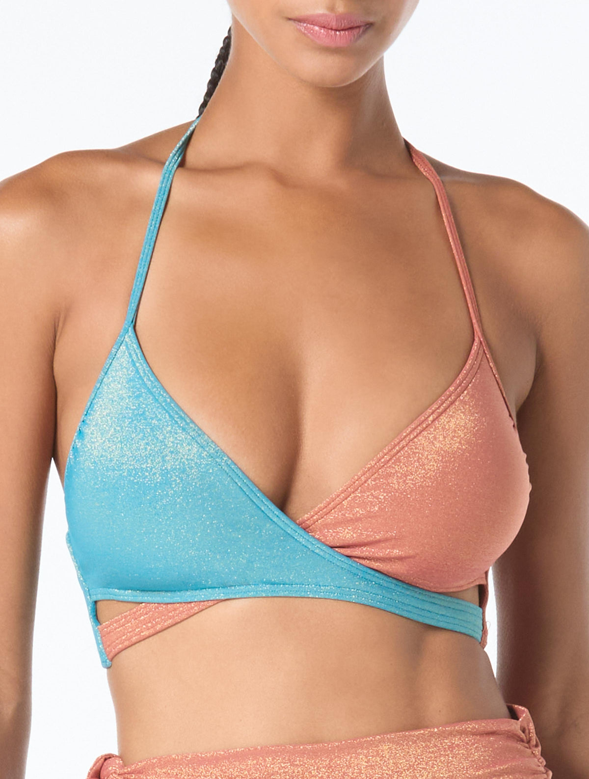 Vince Camuto Wrap Front Bikini Top - Sparkle Texture - 393 Zenith
