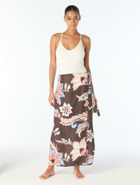 Vince Camuto Wrap Side Tie Maxi Skirt - Bohemian Glamour - 212 CHOCOLATE