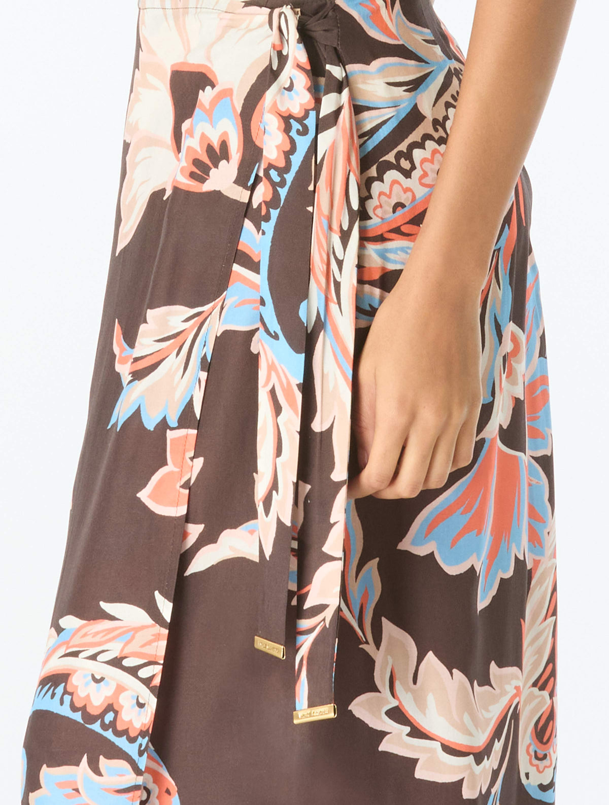 Vince Camuto Wrap Side Tie Maxi Skirt - Bohemian Glamour - 212 CHOCOLATE