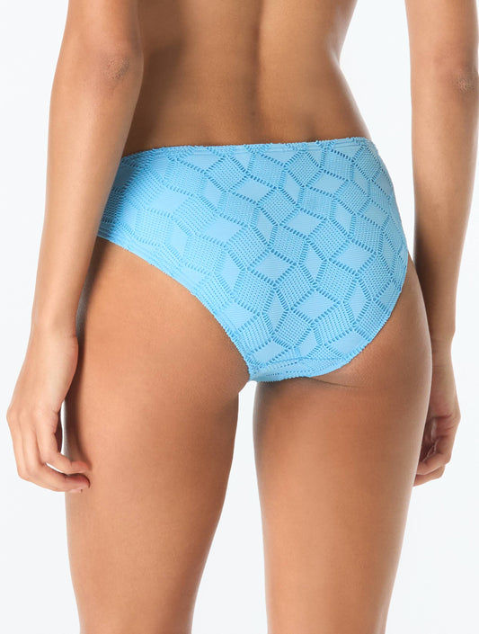 Vince Camuto Classic Textured Bikini Bottom - Geo Crochet - 424 COASTAL BLUE