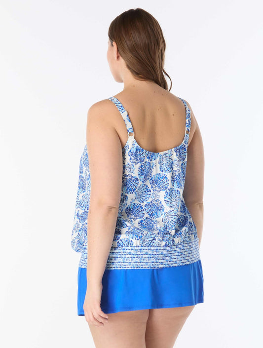 Beach House Plus Sarah Blouson Tankini Top - Shoreline Shells - Beach2Ocean