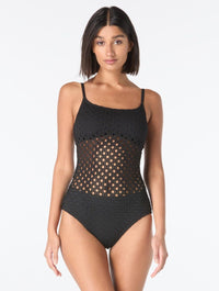 Carmen Marc Valvo Scoop Neck One Piece Swimsuit - Living Paradise - 001 BLACK