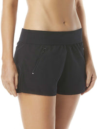 Beach House April Stretch Woven Beach Short - Beach Solids - 001 BLACK