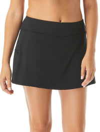Beach House Emma Pull On Swim Skort - Beach Solids - 001 BLACK