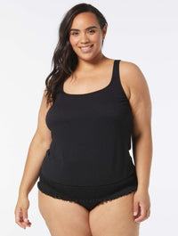 Beach House Sport Plus Brandy Textured Tankini Top - Pique Solids - 001 BLACK