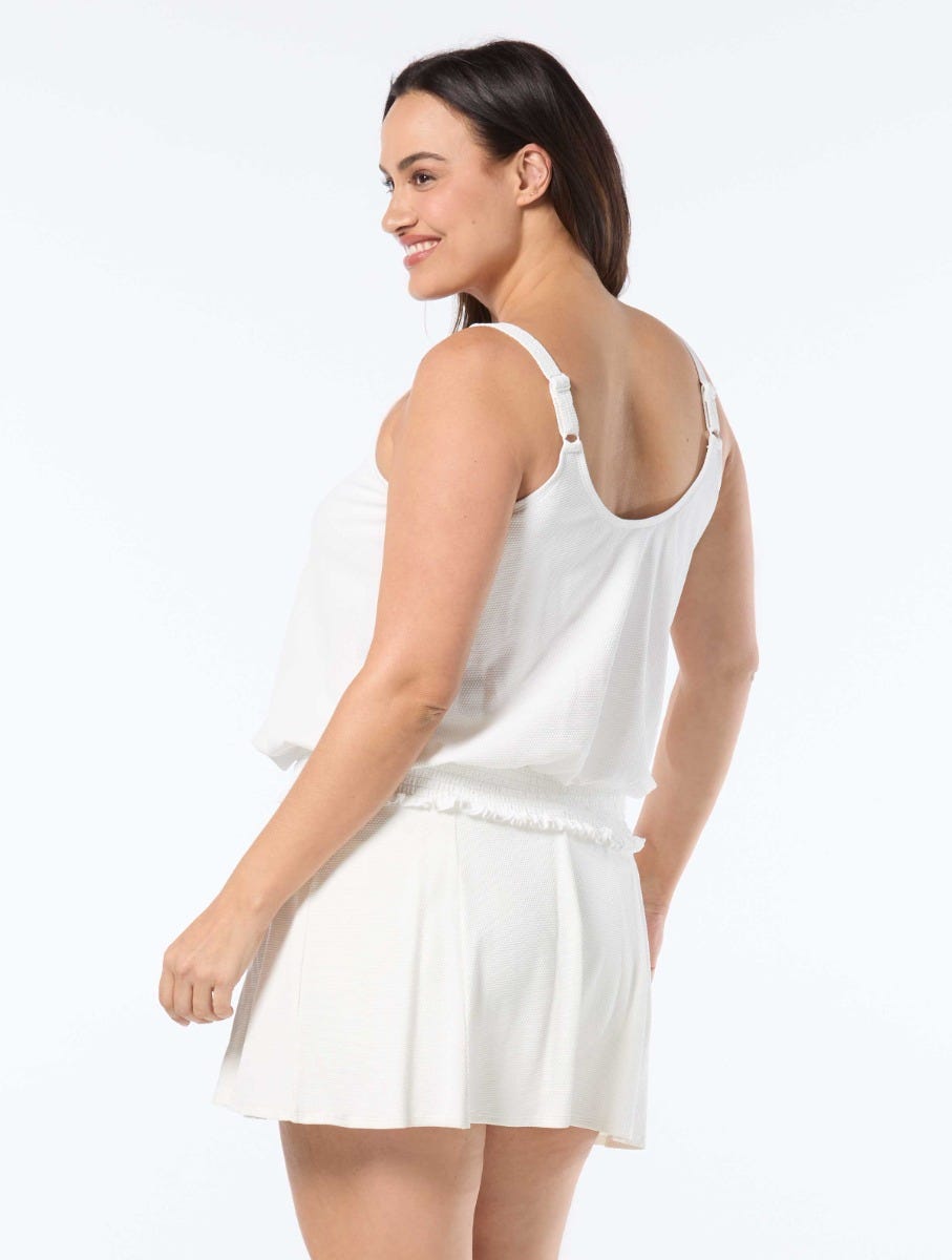 Beach House Sport Plus Brandy Textured Tankini Top - Pique Solids - 100 White