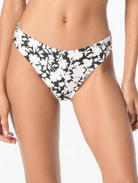 MICHAEL Michael Kors High Leg Bikini Bottom - Monotone Floral - 001 BLACK