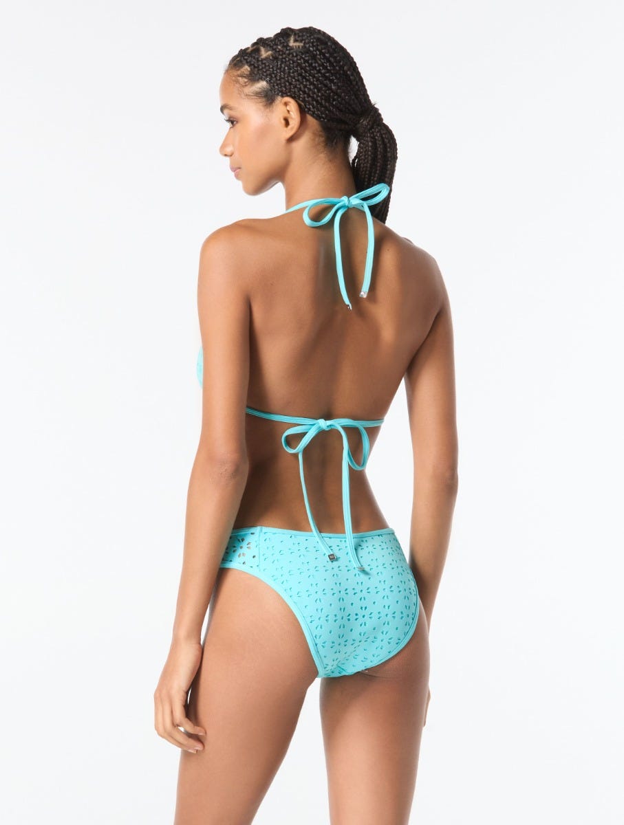 MICHAEL Michael Kors String Bikini Top - Laser Cut Scuba - 440 Turquoise