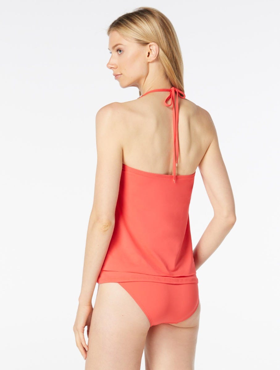 MICHAEL Michael Kors Halter Tankini Top - Chain Solids - 623 Sea Coral