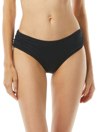 MICHAEL Michael Kors Shirred Bikini Bottom - Iconic Solids - 001 BLACK