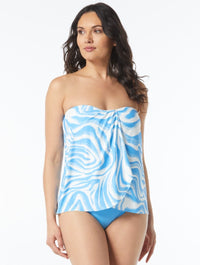 Coco Contours Clarity Draped Bandeau Bra Sized Tankini Top - Desert Trail - 421 Surf Blue