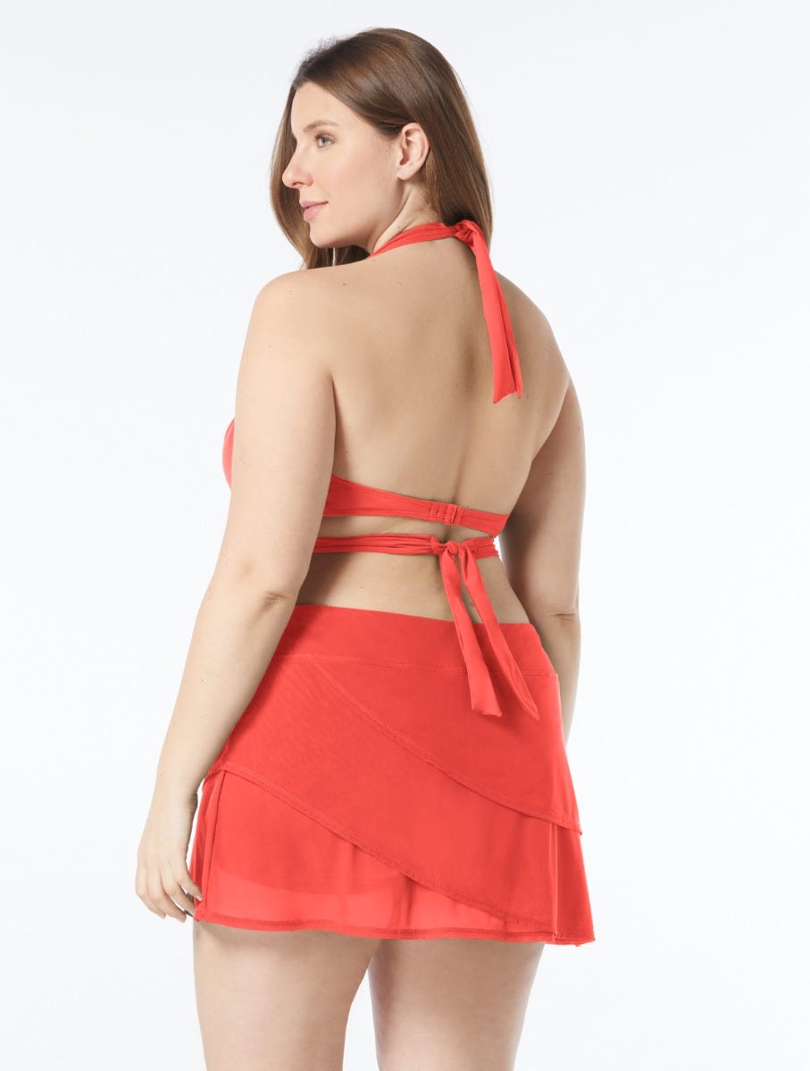 Coco Reef Starlet Halter Bra Sized Wrap Underwire Bikini Top - Solids - 847 Tangelo