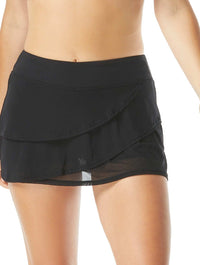 Coco Reef Sway Mesh Layer Swim Skort - Classic Solids - 006 CAST-BLACK
