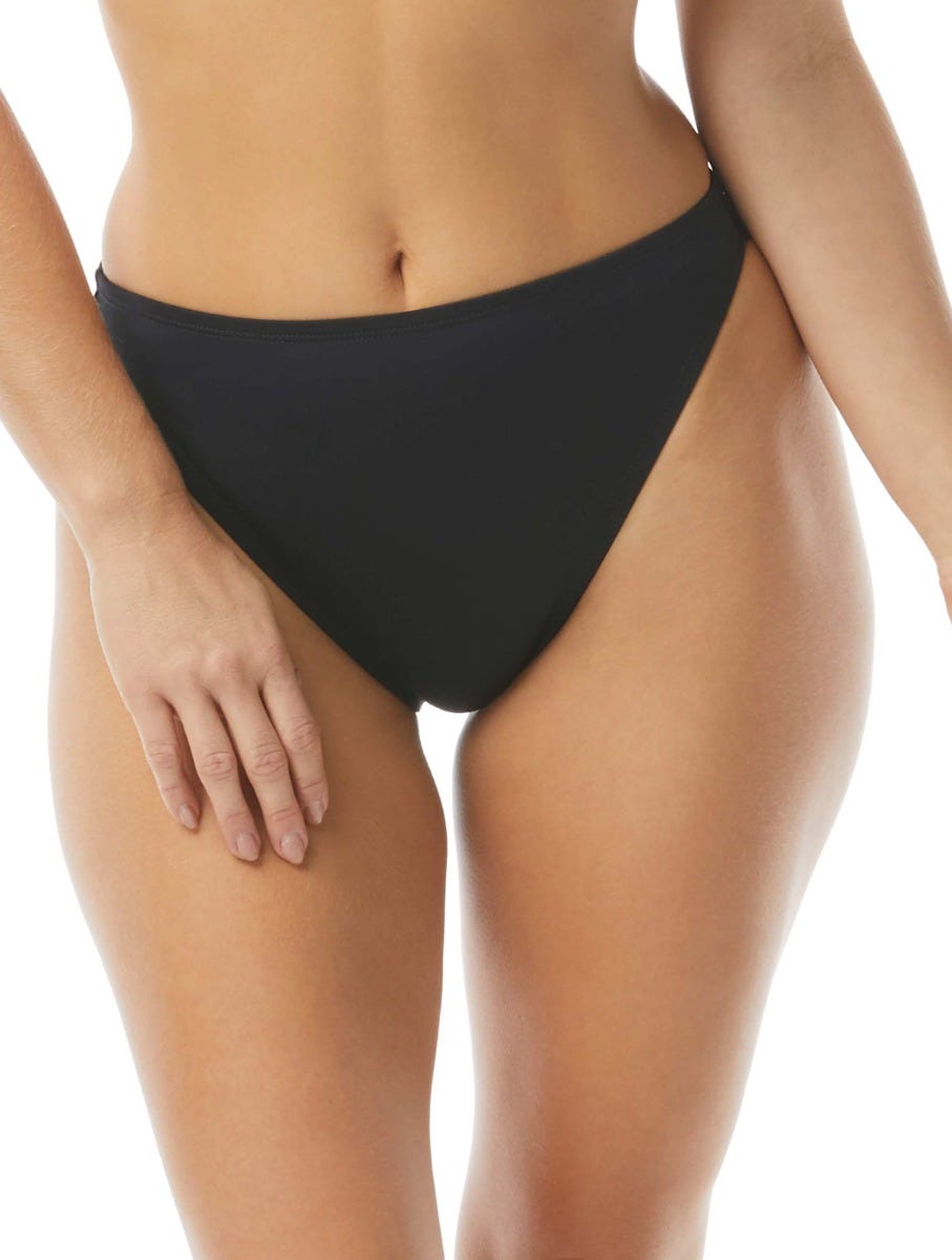 Brazilian Bikini High Waisted High Cut Black Bikini Bottoms