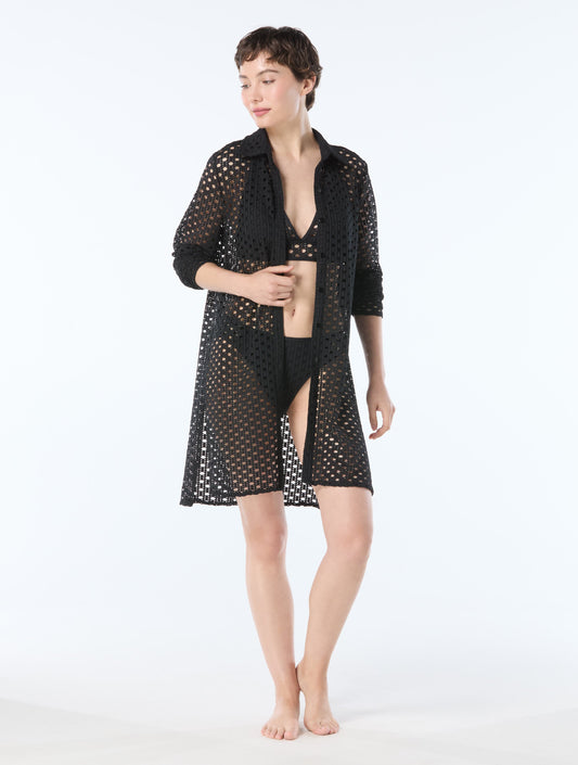 Carmen Marc Valvo Button Up Shirt - Living Paradise - 001 BLACK