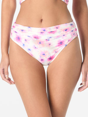 Carmen Marc Valvo Shirred Bikini Bottom - Floral Escape