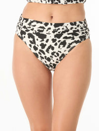 Carmen Marc Valvo Shirred High Waisted Bikini Bottom - Savana Noir