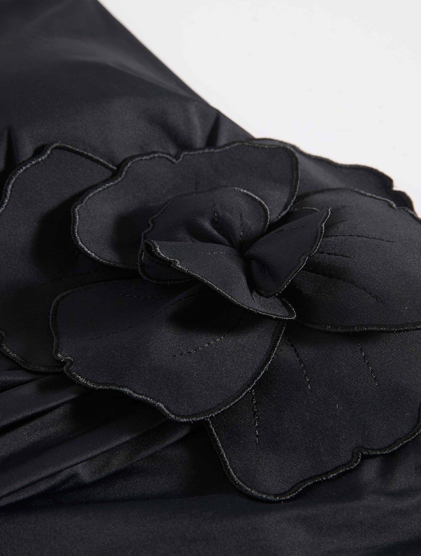 Carmen Marc Valvo Flower Applique Shirred Halter One Piece Swimsuit - Solids