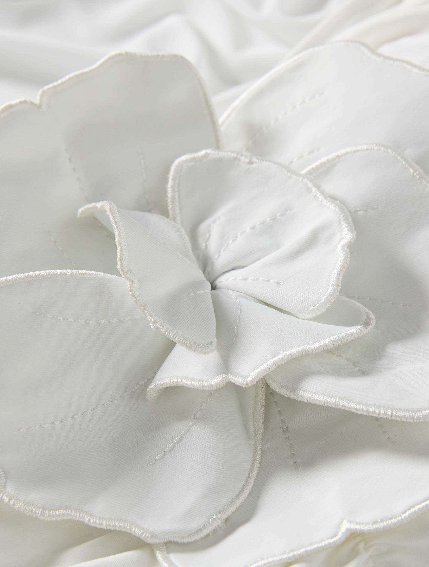 Carmen Marc Valvo Flower Applique Shirred Halter One Piece Swimsuit - Solids