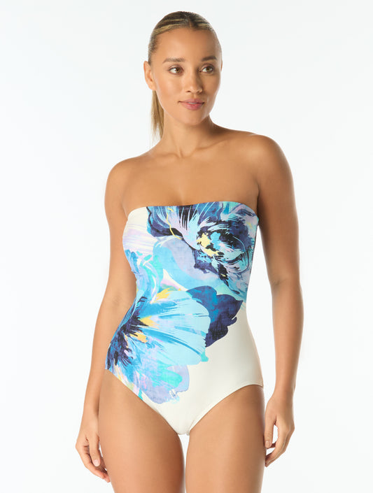 Carmen Marc Valvo Bandeau One Piece Swimsuit - Garden Party