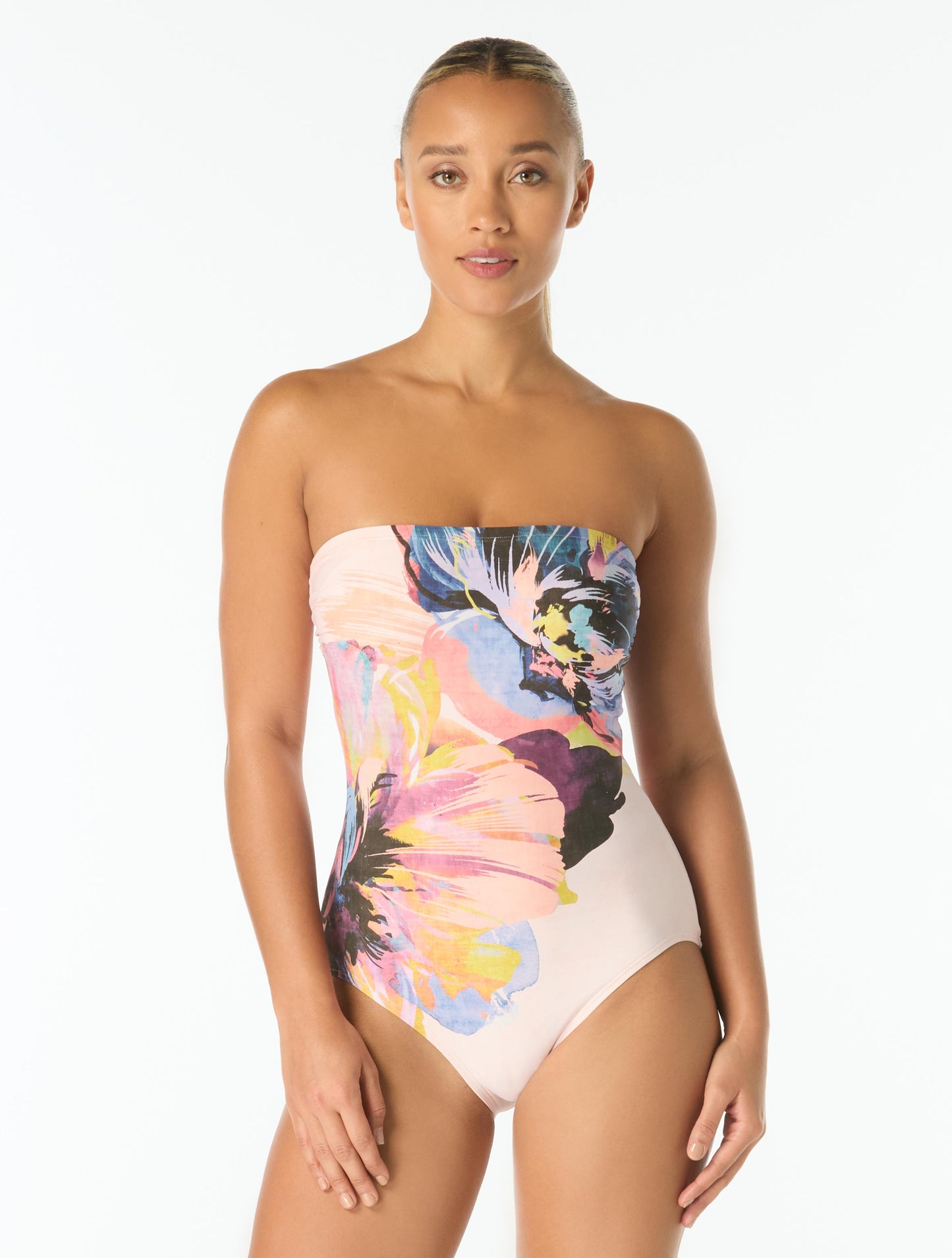Carmen Marc Valvo Underwire Bandeau One Piece Swimsuit - Garden Party