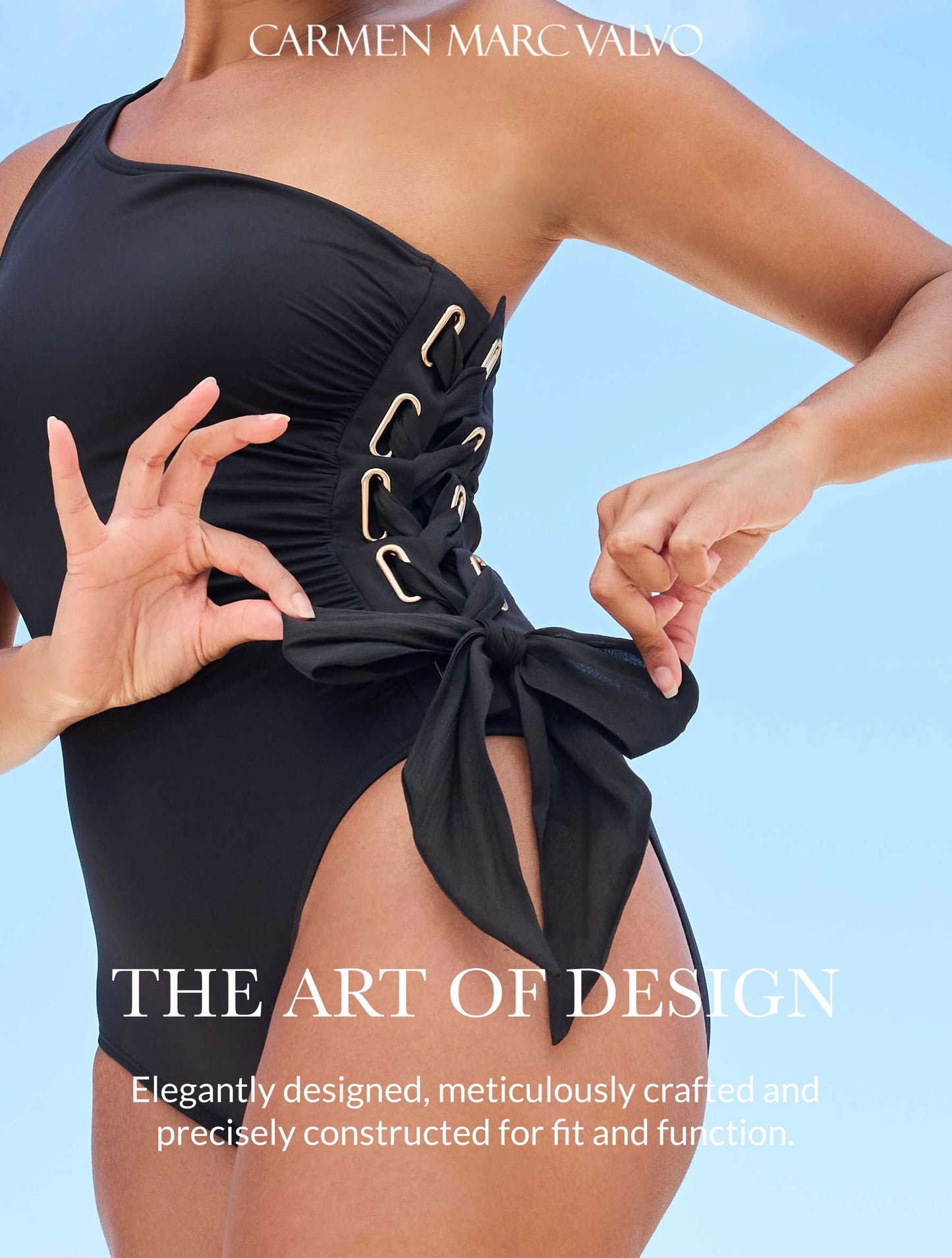 Carmen Marc Valvo One Shoulder One Piece Swimsuit - Sheer Delights