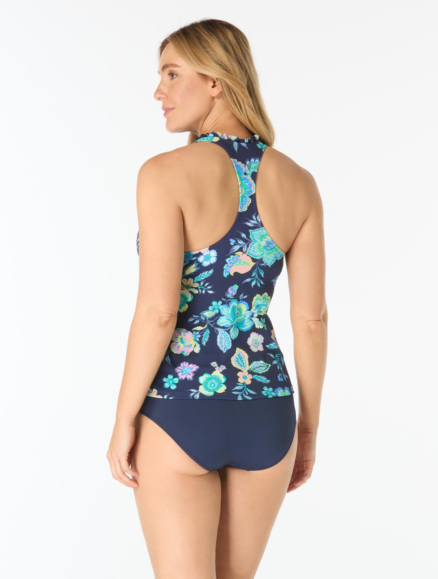 Beach House Nina Ruffled Trim Textured Tankini Top - Diamond Meadows