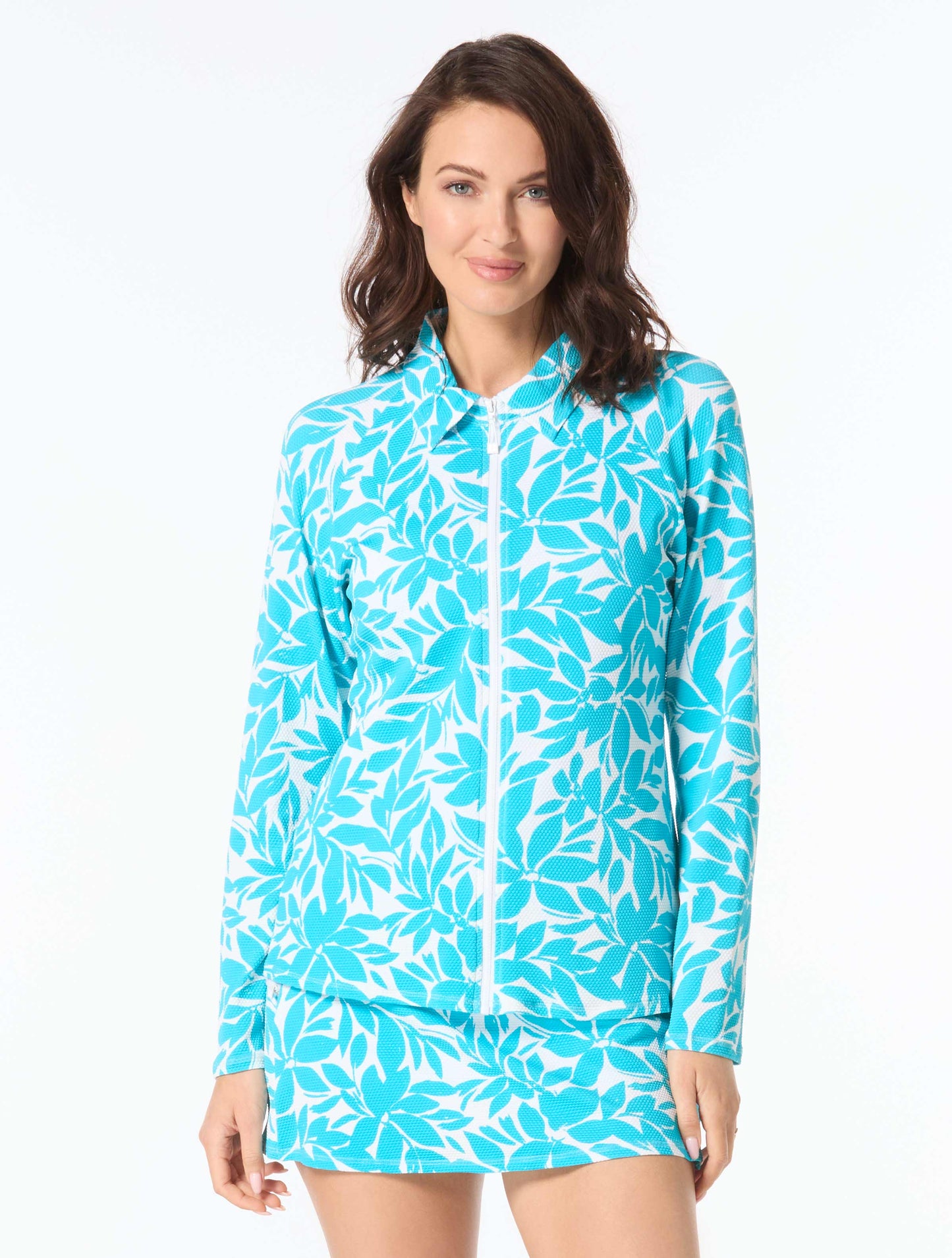 Beach House Karen Textured Zip Front Rash Guard - Key West