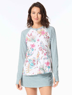 Beach House Mary  Relaxed Fit Zip Front Rash Guard - Endless Summer