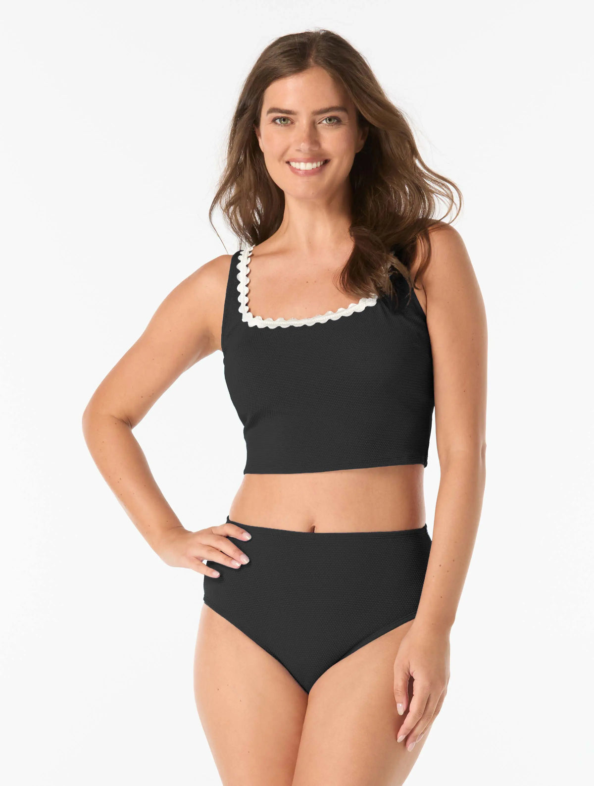 Beach House Swim Jolie Underwire Textured Crop Top - Ric Rac - 001 BLACK