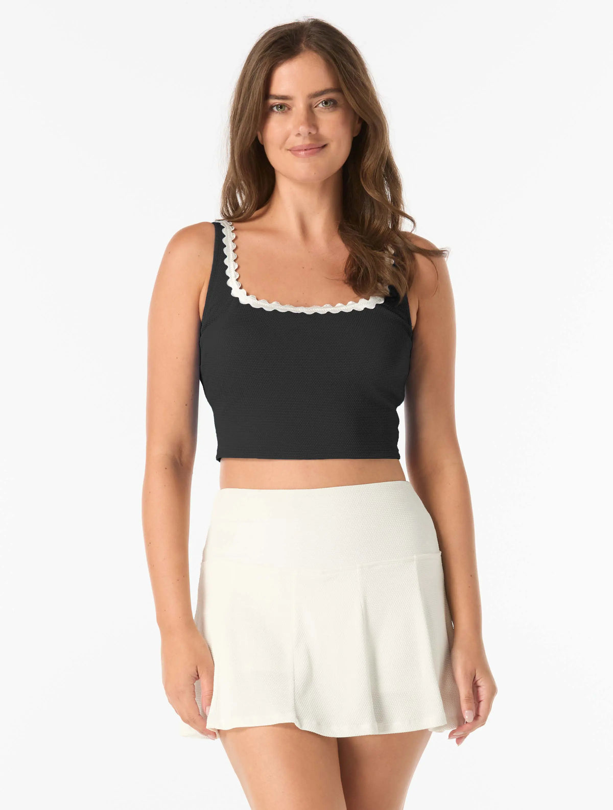 Beach House Swim Jolie Underwire Textured Crop Top - Ric Rac - 001 BLACK
