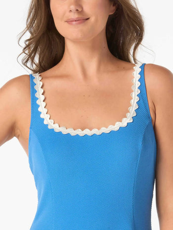 Beach House Swim Textured Summer Underwire Swimdress - Ric Rac - 866 Denim