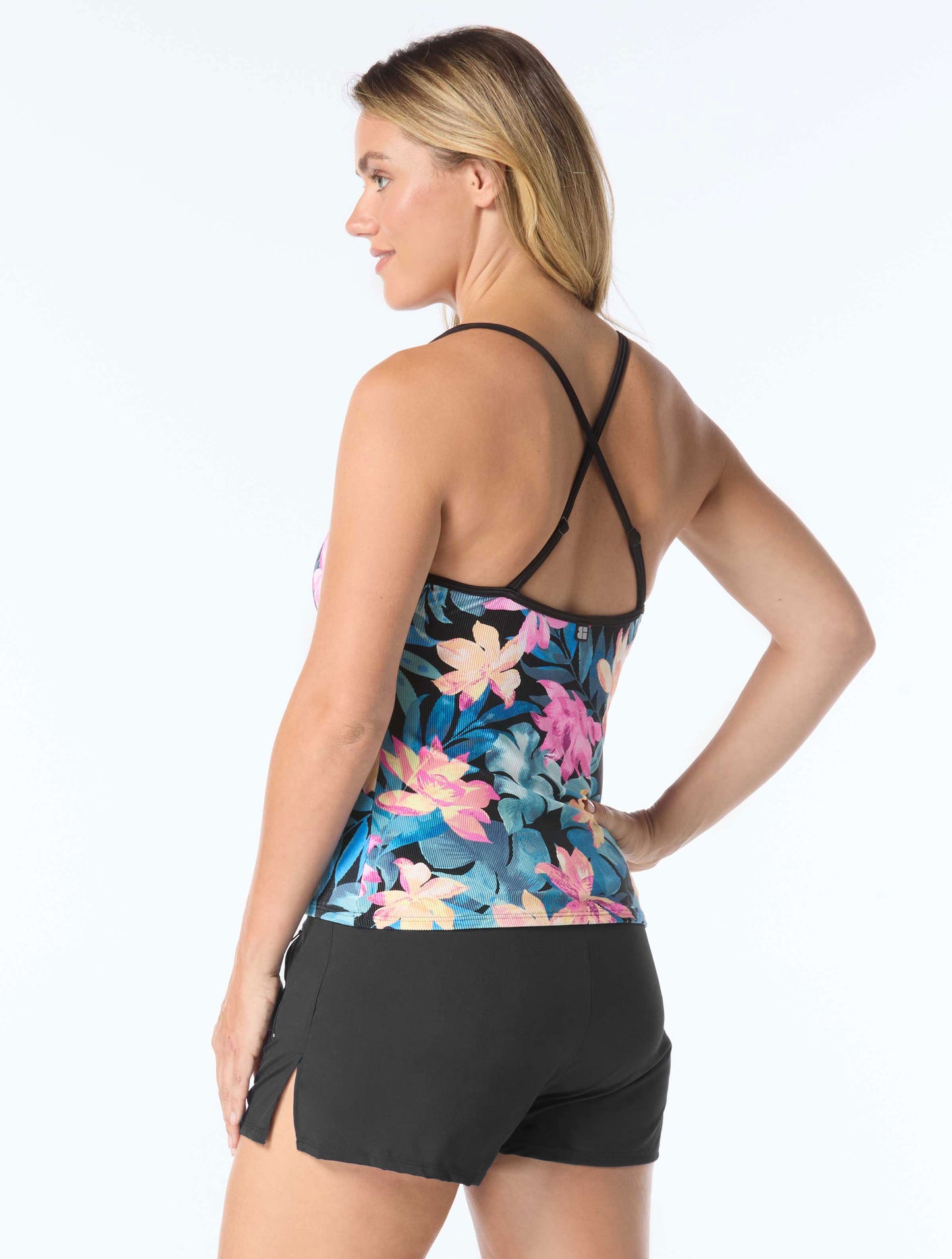Beach House Sport Ambition Fitted Cross Back Tankini Top - Wild Calypso