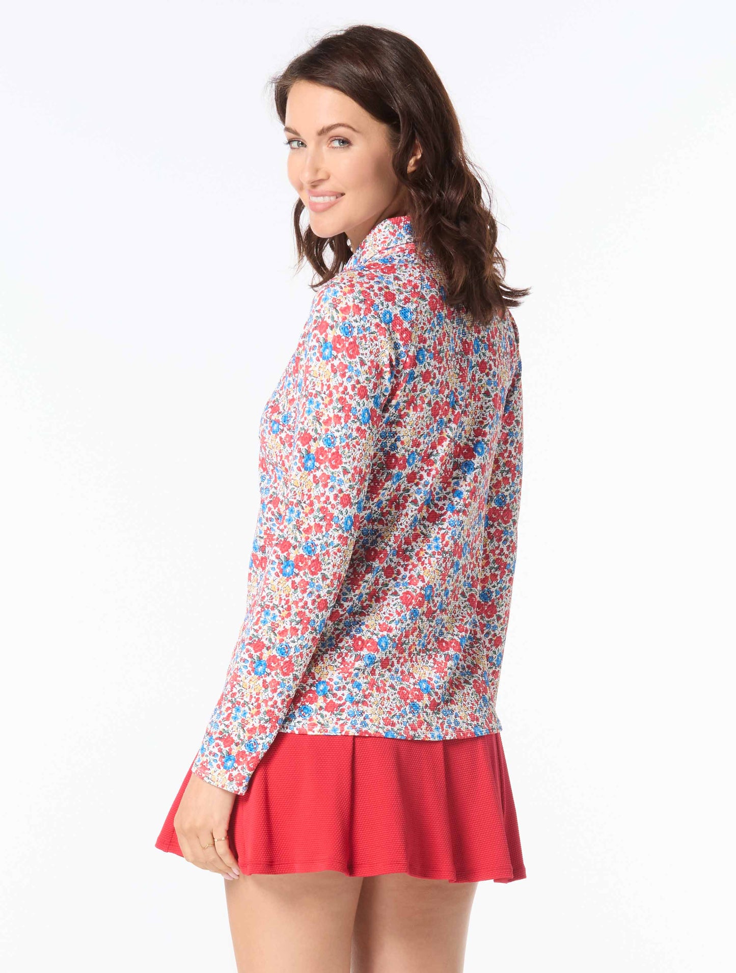 Beach House Karen Textured Zip Front Rash Guard - Bella Flora